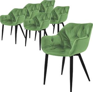 Zestaw 6 krzeseł do jadalni ML-Design z oparciem, szałwiowe, wykonane z aksamitu