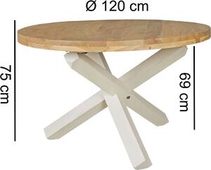 Designerski okrągły stół do jadalni Ø 120 cm x 75 cm akacja