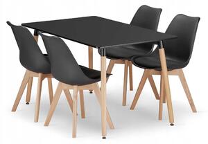 Zestaw stół prostokątny ADRIA 120x80 czarny + 4 krzesła MARK czarne
