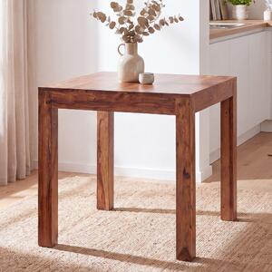 FineBuy – kwadratowy stół jadalny 80 cm z litego drewna sheesham – kwadratowy designerski stół do jadalni z naturalnego drewna, stół kuchenny z prawdziwego drewna, stół bistro
