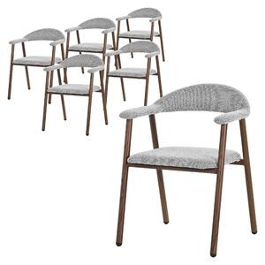 Zestaw 6 krzeseł do jadalni ML-Design z podłokietnikami, krzesła kuchenne w kolorze szarym, krzesła do salonu z oparciem, krzesła tapicerowane o splotowej fakturze, ergonomiczne fotele
