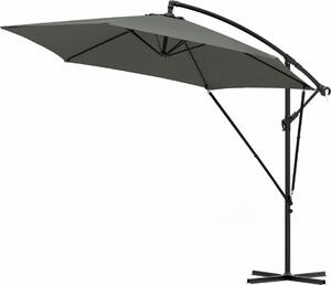 Prostokątny parasol wiszący Happiq - 310 × 310 cm - Regulowany i odchylany o 45° - Odporny na promieniowanie UV i wodę - Ciemnoszary - Z pokrowcem ochronnym