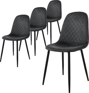 Zestaw 4 krzeseł do jadalni ML-Design z oparciem, antracytowe, wykonane z aksamitu