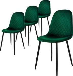 Zestaw 4 krzeseł do jadalni ML-Design z oparciem, ciemnozielone, wykonane z aksamitu