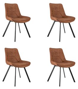 Zestaw 4 krzeseł do jadalni w stylu vintage, imitacja skóry , tapicerowane, cztery nogi dla doskonałej stabilności, miękki komfort siedzenia