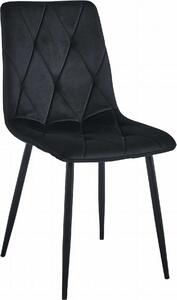 Krzesło Valora LIBRA, czarny aksamit, nogi w kolorze czarnym x1 | Eleganckie czarne krzesło z pasującymi nogami do nowoczesnych aranżacji