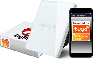 Włącznik Rolet Dotykowy Szklany Tuya Zigbee Biały