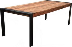 Stół Bolt Edge – prostokątny – lite drewno mango – czarna metalowa rama – 220 x 100 x 79 cm – dla 6–8 osób