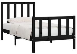 Czarne drewniane łóżko 90x200 cm - Ingmar 3X