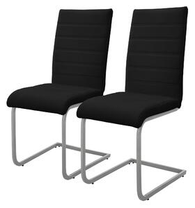 Zestaw 2 krzeseł do jadalni ML-Design z oparciem, czarne, wykonane z imitacji skóry