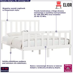 Białe sosnowe dwuosobowe łóżko 140x200 cm - Ingmar 5X