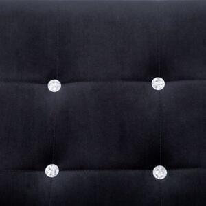 Sofa 2-osobowa z podÅokietnikami, czarna, chrom i aksamit