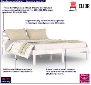 Białe dwuosobowe łóżko z drewna 140x200 cm - Lenar 5X