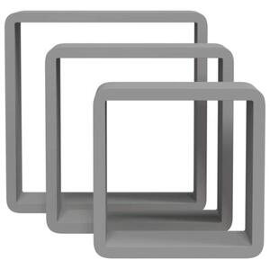 Półki ścienne kostki, 3 szt., szare, mdf