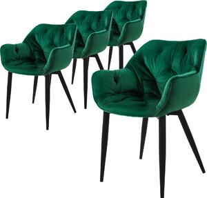 Zestaw 4 krzeseł do jadalni ML-Design z oparciem, ciemnozielone, wykonane z aksamitu