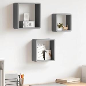 Półki ścienne kostki, 3 szt., szare, mdf