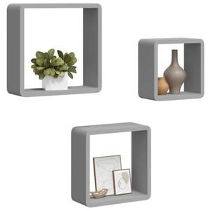 Półki ścienne kostki, 3 szt., szare, mdf