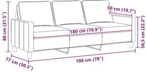 Sofa, 3-osobowa kremowa, 180 cm, tapicerowana tkaninÄ