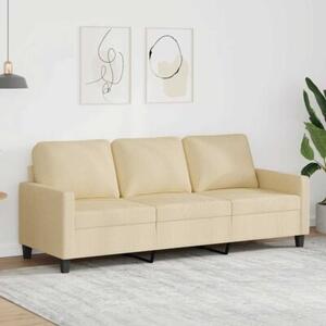 Sofa, 3-osobowa kremowa, 180 cm, tapicerowana tkaninÄ