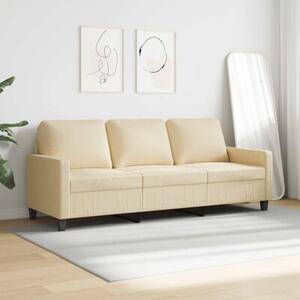 Sofa, 3-osobowa kremowa, 180 cm, tapicerowana tkaninÄ
