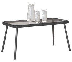 Stolik kawowy czarny 90 x 45 x 43 cm polirattan i szkło