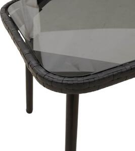 Stolik kawowy czarny 90 x 45 x 43 cm polirattan i szkło
