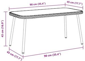Stolik kawowy czarny 90 x 45 x 43 cm polirattan i szkło
