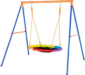 Zestaw huśtawek SucceBuy A-Frame, udźwig 440 funtów, 40-calowa huśtawka spodkowa, metalowy stojak, regulowana lina na podwórko