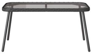 Stolik kawowy czarny 90 x 45 x 43 cm polirattan i szkło