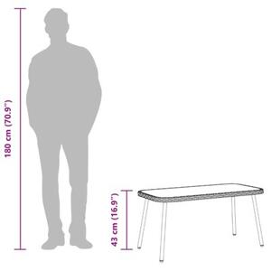 Stolik kawowy czarny 90 x 45 x 43 cm polirattan i szkło