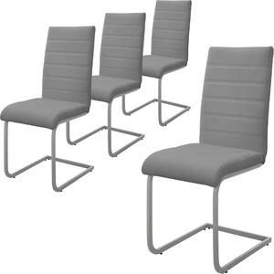 Zestaw 4 krzeseł do jadalni ML-Design z oparciem, szare, wykonane z imitacji skóry