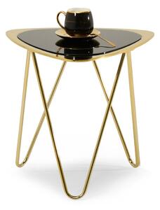 Asymetryczny stolik ze szklanym blatem vivo s czarny - złoty