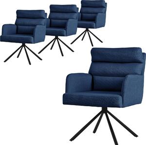 ML-Design krzesła do jadalni obrotowe zestaw 4 ciemnoniebieskich krzeseł do salonu z podłokietnikiem i oparciem metalowe nogi krzesło obrotowe krzesło pozycyjne do samochodu