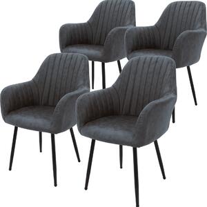 Zestaw 4 krzeseł do jadalni ML-Design z oparciem, antracytowe, wykonane z imitacji skóry