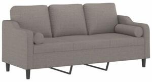 Sofa 3-osobowa z poduszkami, kolor taupe, 180 cm, tkanina