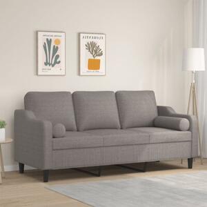 Sofa 3-osobowa z poduszkami, kolor taupe, 180 cm, tkanina