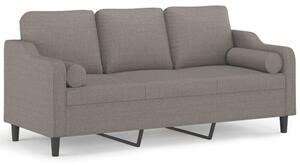 Sofa 3-osobowa z poduszkami, kolor taupe, 180 cm, tkanina