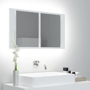 Szafka łazienkowa z lustrem i LED, biała, 80x12x45 cm, akryl