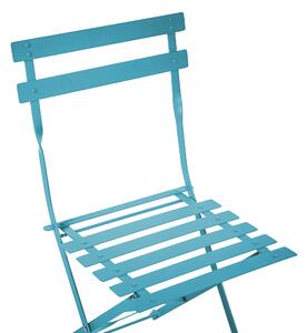 Metalowy zestaw mebli balkonowych 2 krzesła stolik ogród taras morski niebieski Fiori Beliani