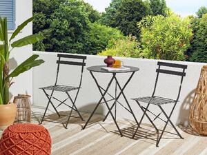 Metalowy zestaw mebli balkonowych 2 krzesła stolik ogród taras czarny Fiori Beliani