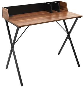 Loftowe biurko z przegrodami Brico orzech/czarne