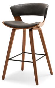 Krzesło barowe drewniane orzech 70 skóra ekologiczna brąz antic
