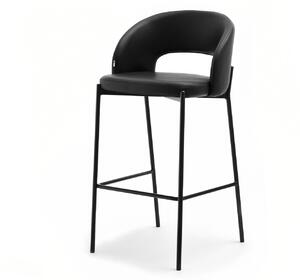 Czarne krzesło barowe tapicerowane guido skóra eko noga metalowa