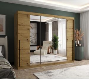 Szafa przesuwna z lustrem Garderoba SIMA T2 250 artisan + u. czarny