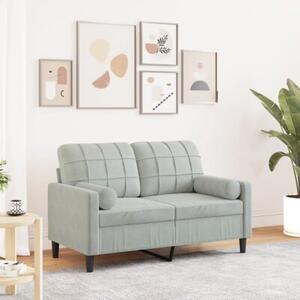 Sofa 2-osobowa z poduszkami, jasnoszara, 120 cm, aksamit