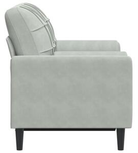 Sofa 2-osobowa z poduszkami, jasnoszara, 120 cm, aksamit