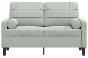 Sofa 2-osobowa z poduszkami, jasnoszara, 120 cm, aksamit