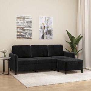 Sofa 3-osobowa z podnÃ³Å¼kiem, czarna, 180 cm, aksamit