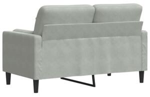 Sofa 2-osobowa z poduszkami, jasnoszara, 120 cm, aksamit