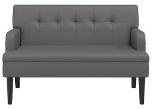 Ławka z oparciem, szara, 112x65,5x75 cm, sztuczna skóra